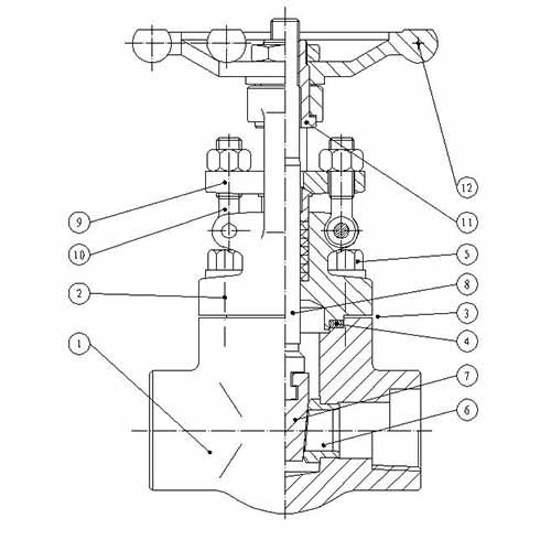 forged steel gate valve structure forged steel gate valve drawing