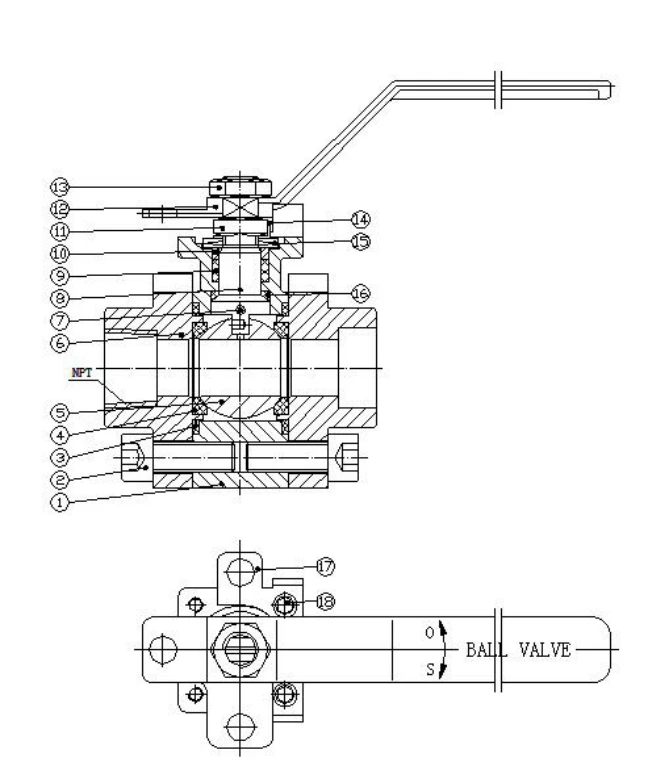 Forged Steel Ball Valve Structure Forged Steel Ball Valve Drawing